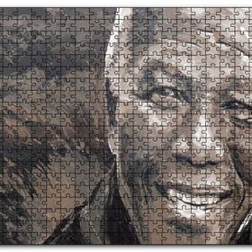 Cakapuzzle Nelson Mandela Yağlı Boya Siyah Beyaz Mdf 1000 Parça Puzzle