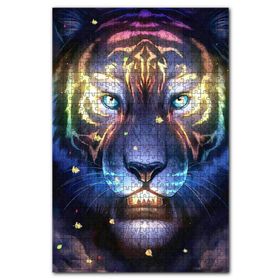 Cakapuzzle Neon Işıklı Detaylarıyla Kaplan Başı 500 Parça Mdf Puzzle