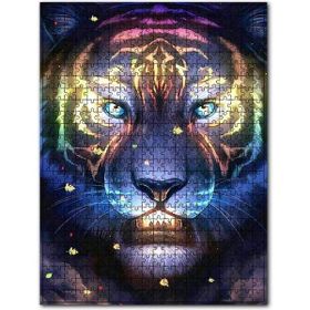 Cakapuzzle Neon Işıklı Detaylarıyla Kaplan Başı 500 Parça Mdf Puzzle