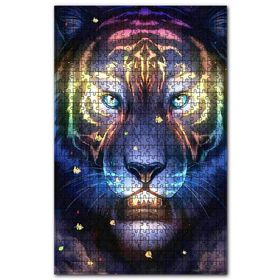 Cakapuzzle Neon Işıklı Detaylarıyla Kaplan Başı Ahşap 255 Parça Puzzle