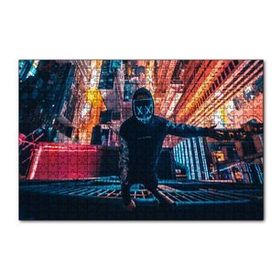 Cakapuzzle Neon Maskeli Adam ve Gökdelenler 120 Parça Ahşap Puzzle