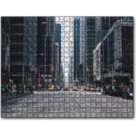 Cakapuzzle New York Gökdelenler Cadde Araçlar ve İnsanlar Mdf 1000 Parça Puzzle