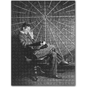 Cakapuzzle Nikola Tesla Eserinin Önünde Kitap Okuyor Ahşap 255 Parça Puzzle