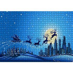 Cakapuzzle Noel Baba Geyikler ve Şehir Manzarası 120 Parça Ahşap Puzzle