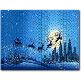 Cakapuzzle Noel Baba Geyikler ve Şehir Manzarası 255 Parça Puzzle