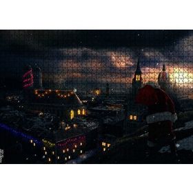 Cakapuzzle Noel Baba ve Şehrin Gece Manzarası 1000 Parça Puzzle
