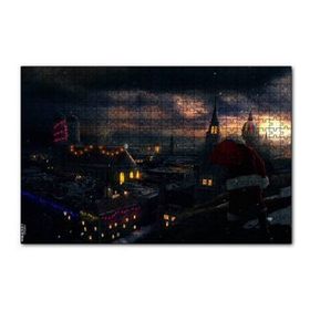 Cakapuzzle Noel Baba ve Şehrin Gece Manzarası 120 Parça Ahşap Puzzle