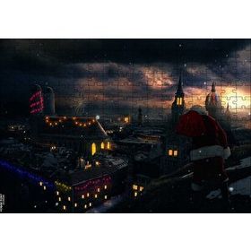 Cakapuzzle Noel Baba ve Şehrin Gece Manzarası 120 Parça Ahşap Puzzle
