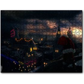 Cakapuzzle Noel Baba ve Şehrin Gece Manzarası Mdf 500 Parça Puzzle