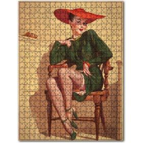 Cakapuzzle Noltaljik Mahkemedeki Kadın Görseli Ahşap 500 Parça Puzzle