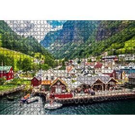 Cakapuzzle Norveç Alplerinde Göl Kenarındaki Mini Kasaba Mdf 1000 Parça Puzzle