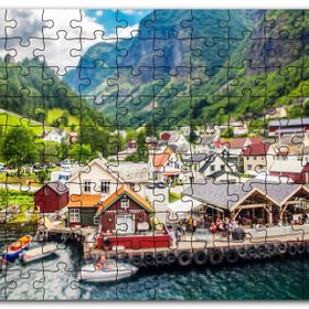 Cakapuzzle Norveç Alplerinde Göl Kenarındaki Mini Kasaba Mdf 255 Parça Puzzle