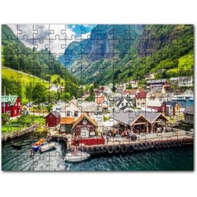 Cakapuzzle Norveç Alplerinde Göl Kenarındaki Mini Kasaba Mdf 500 Parça Puzzle