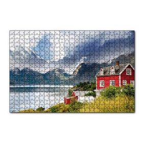 Cakapuzzle Norveç Dağ Göl Evi 120 Parça Ahşap Puzzle