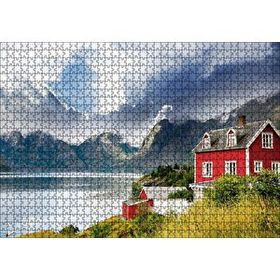 Cakapuzzle Norveç Dağ Göl Evi 120 Parça Ahşap Puzzle