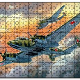 Cakapuzzle Nostaljik Bombardıman Savaş Uçakları Çizim Mdf 120 Parça Puzzle