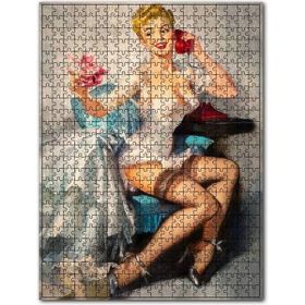 Cakapuzzle Nostaljik Iç Çamaşırlı Güzel Kadın Görseli 120 Parça Puzzle