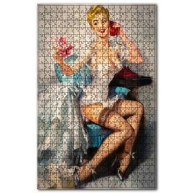 Cakapuzzle Nostaljik İç Çamaşırlı Güzel Kadın Görseli Ahşap 255 Parça Puzzle