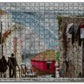 Cakapuzzle Nostaljik Sokak Merdivenler Çamaşırlar Mdf 120 Parça Puzzle