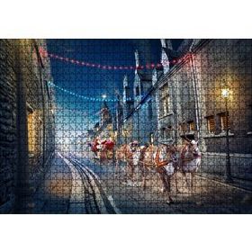 Cakapuzzle Nostaljik Sokakta Noel Baba ve Geyikleri Mdf 1000 Parça Puzzle