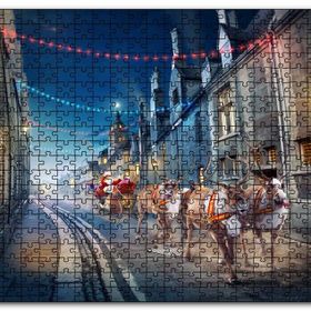 Cakapuzzle Nostaljik Sokakta Noel Baba ve Geyikleri Mdf 120 Parça Puzzle