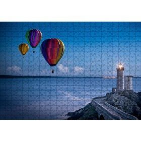 Cakapuzzle Okyanus Deniz Feneri ve Sıcak Hava Balonları Mdf 500 Parça Puzzle