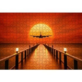 Cakapuzzle Okyanus İskele Günbatımı ve Uçak 120 Parça Ahşap Puzzle
