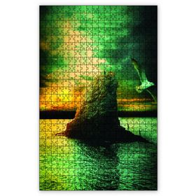 Cakapuzzle Okyanusta Fantastik Kayalık ve Günbatımı Ahşap 255 Parça Puzzle
