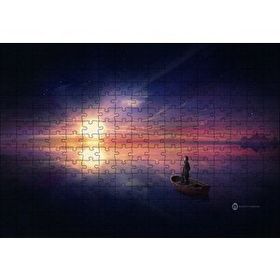 Cakapuzzle Okyanusta Günbatımı Sandal ve Çocuk 120 Parça Ahşap Puzzle