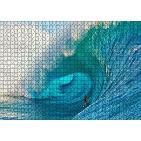Cakapuzzle Okyanusta Olağanüstü Dalga ve İçindeki Sörfçü 120 Parça Ahşap Puzzle