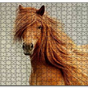 Cakapuzzle Olağanüstü Yelesiyle Kahverengi At Gri Zemin Mdf 120 Parça Puzzle