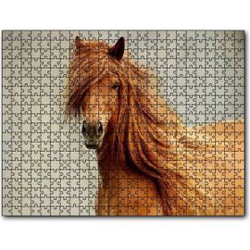 Cakapuzzle Olağanüstü Yelesiyle Kahverengi At Gri Zemin Mdf 500 Parça Puzzle
