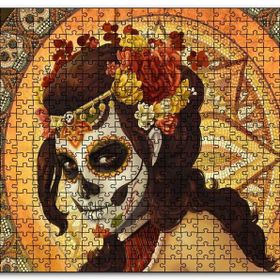 Cakapuzzle Ölü Gelin ve Arkasında Kurukafa Desenleri Mdf 255 Parça Puzzle