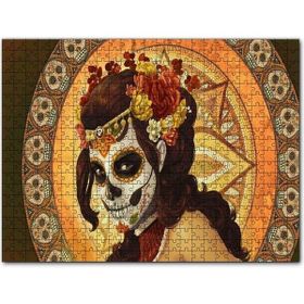 Cakapuzzle Ölü Gelin ve Arkasında Kurukafa Desenleri Mdf 255 Parça Puzzle