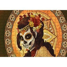 Cakapuzzle Ölü Gelin ve Arkasında Kurukafa Desenleri Mdf 255 Parça Puzzle