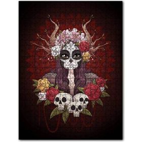 Cakapuzzle Ölü Gelin ve Çiçeklerle Kurukafalar 120 Parça Puzzle