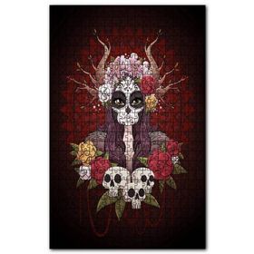 Cakapuzzle Ölü Gelin ve Çiçeklerle Kurukafalar Ahşap 1000 Parça Puzzle