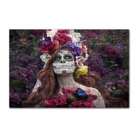 Cakapuzzle Ölülerin Günü Kadın Çiçekler ve Kelebekler 120 Parça Ahşap Puzzle