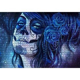 Cakapuzzle Ölülerin Günü Lacivert Güller ve Boyalar 120 Parça Ahşap Puzzle