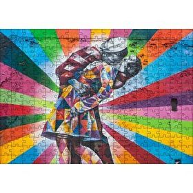 Cakapuzzle Öpüşen Denizci ve Sevgilisi Duvar Boyama 120 Parça Ahşap Puzzle