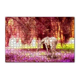 Cakapuzzle Orman Çiçekleri Kelebekler ve Beyaz At 120 Parça Ahşap Puzzle