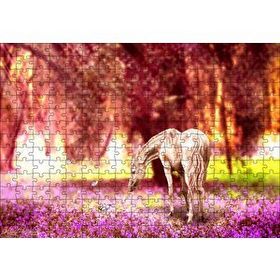 Cakapuzzle Orman Çiçekleri Kelebekler ve Beyaz At 120 Parça Ahşap Puzzle