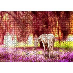Cakapuzzle Orman Çiçekleri Kelebekler ve Beyaz At 120 Parça Ahşap Puzzle