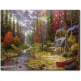 Cakapuzzle Orman Dere Insan Ev Görseli 1000 Parça Puzzle