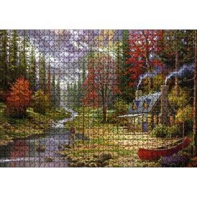 Cakapuzzle Orman Dere İnsan Ev Görseli 120 Parça Ahşap Puzzle