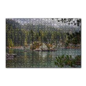 Cakapuzzle Orman Göl Ada ve Yağmur Damlaları 120 Parça Ahşap Puzzle
