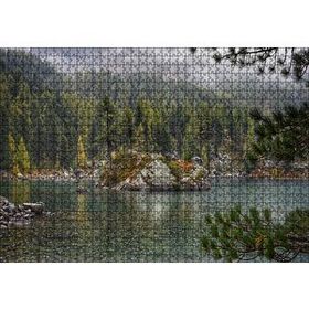 Cakapuzzle Orman Göl Ada ve Yağmur Damlaları 120 Parça Ahşap Puzzle