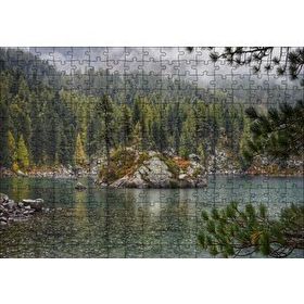 Cakapuzzle Orman Göl Ada ve Yağmur Damlaları 120 Parça Ahşap Puzzle