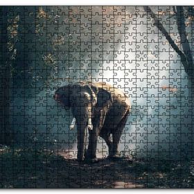 Cakapuzzle Orman Güneş Işınları ve Fil Mdf 120 Parça Puzzle