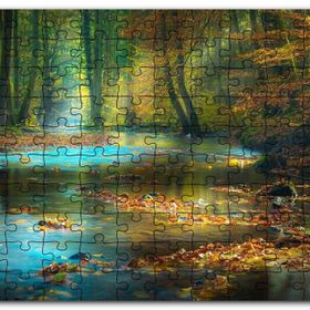 Cakapuzzle Orman İçindeki Nehir Suda Sonbahar Yaprakları Mdf 255 Parça Puzzle
